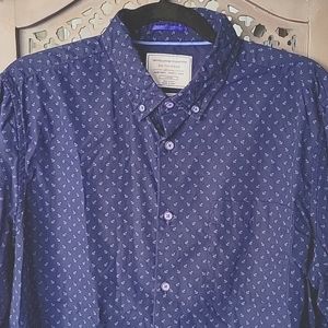 Navy blue anchor-pattern shirt, size L